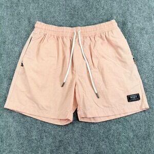 WOWIE Shorts Mens Medium (27x5) Peach Aztec Trim Elastic Waist Drawstring